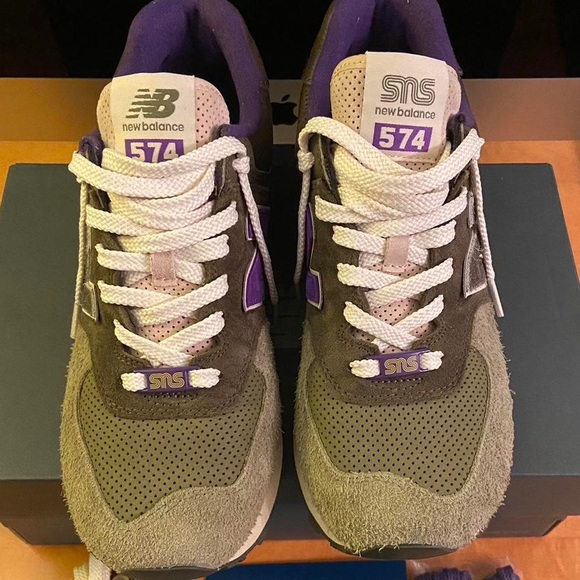 SNS x New Balance 574 'Nature' Olive Green / Purple (ML574NS2) - Picture 5 of 6